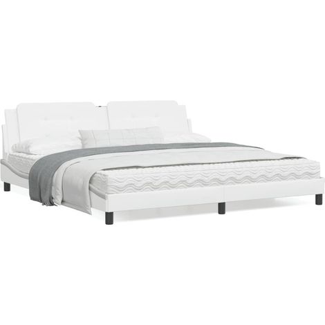 Lit avec matelas blanc 200x200 similicuir (1/5)