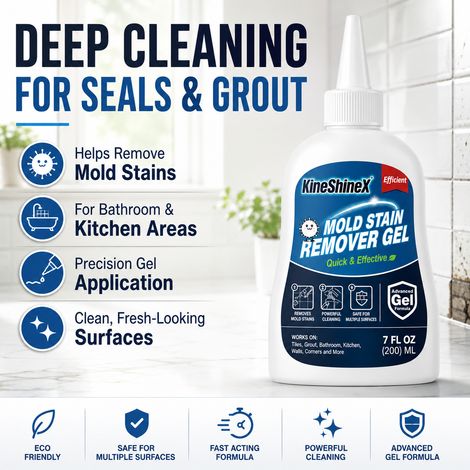 KineShineX Powerful Mold Remover Gel - Apply precisely to remove mold from tile grout lines, sink edges, and bathroom corners. (1/4)