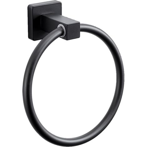 Matte, schwarze Handtuchring für Bad, Küche, Duschraum, robuste Wandhalterung aus Edelstahl (1/5)