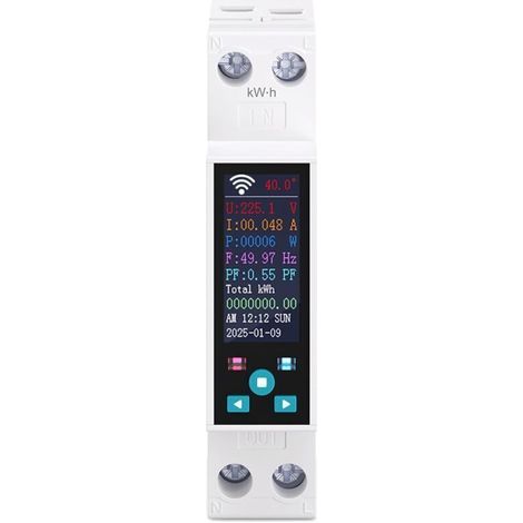 Compteur Électrique wifi Commutateur Rail Din, 1P+N/ 150a/ 230vac Connecteur wifi Compteur d'énergie Smart Meter Switch Timer, Compatible Alexa, Consommation des compteurs d'énergie (1/4)