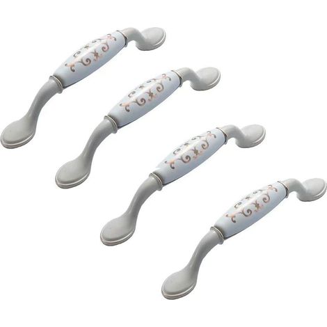 Poignées de meubles en céramique, poignées de porte de cuisine, poignées de placard en alliage d'aluminium (96 mm) - Lot de 4