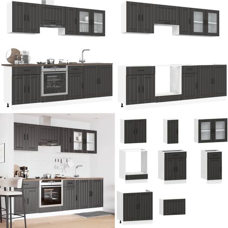 vidaXL 8-tlg. Küchenschrank-Set Kalmar Schwarz Holzwerkstoff (1/5)