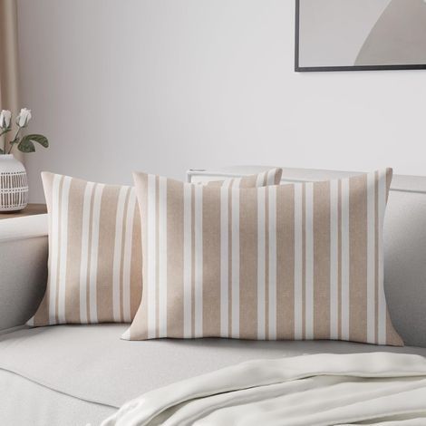 2-teiliges Kissenbezug-Set, 50 x 30 cm, beige Streifen, Baumwoll-Canvas, Reißverschluss, Wohn-/Schlafzimmer (1/5)