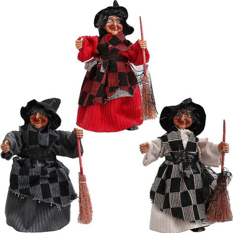 Décoration de plafond pour maison hantée avec pendentifs de sorcière balayeuse pour Halloween (lot de 3) - Agencement pour suspendre une sorcière (1/5)