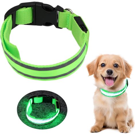 Liuer Hundehalsband mit Licht, wiederaufladbar, verstellbare Größe für kleine, mittelgroße und große Hunde, Grün