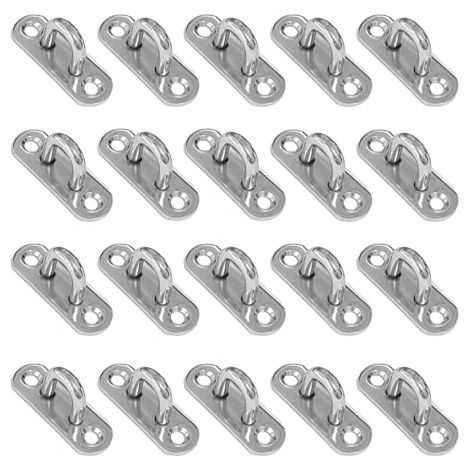 [NIEMALS VERWENDET] 20 Stück Augplatte Edelstahl - M5 Augplatte mit Öse zum Aufhängen von Gegenständen, Befestigungshaken, Camping und Bootszubehör, 4,5 x 1,5 x 2,0 cm