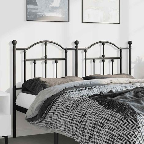 Headboard Black Steel Double Bed Durable Black Headboard vidaXL (1/5)