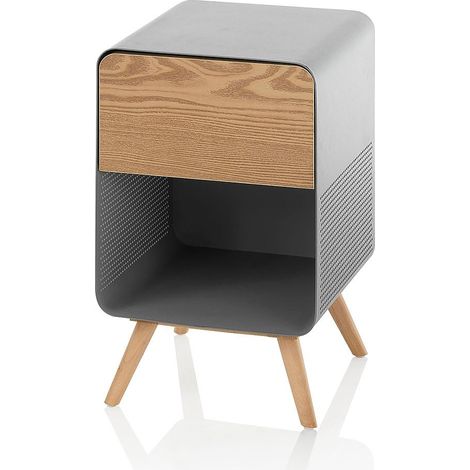 Tavolino/Comodino PETER bianco in metallo e legno (1/4)
