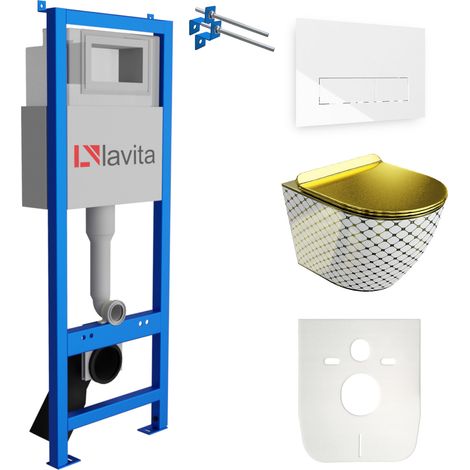 LAVITA WC Set mit Vorwandelement, Wand-WC und Spülknopf (1/5)