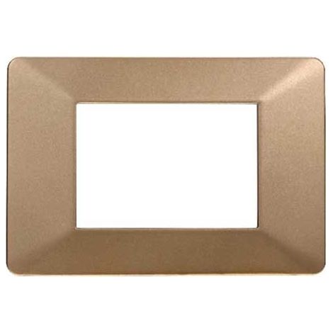 Plaque compatibles Vimar Plana 3 modules plastique couleur or Ettroit EV83311