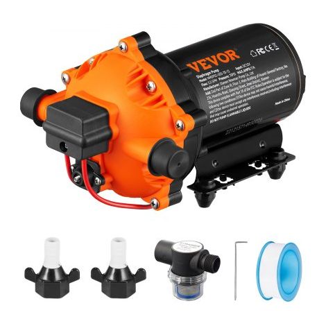 Wassermembranpumpe, 12 V DC, 5,5 GPM Durchfluss, 70 PSI Nenndruck (40–100 PSI einstellbar), 1/2 Zoll MNPT selbstansaugende Sprühpumpe mit Druckschalter für Wohnmobil, Camper, Marine, Boot, Rasen, FCC- (1/5)