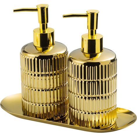 Set mit 2 Keramik Spenderflaschen fürs Badezimmer