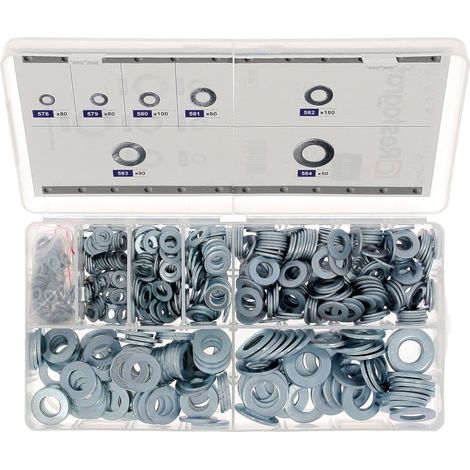 Coffret de Rondelles Plates Diamètre 4 à 12 mm Série Z Assortiment Compartimenté Rangement Atelier Coffret de 640 pcs (1/3)