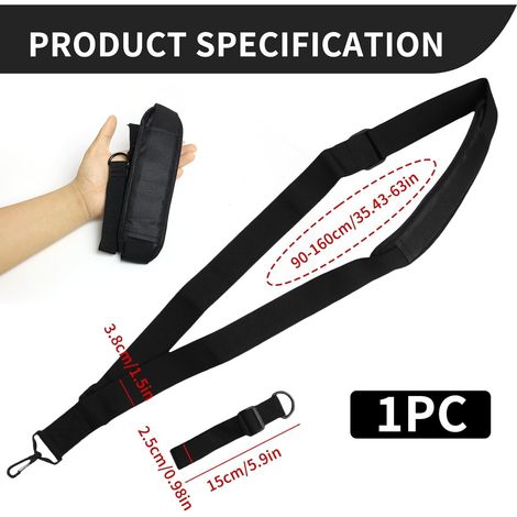 Brushcutter Harness, Comfortable Harness for Brushcutters and Lawnmowers, Nylon Shoulder Strap, Adjustable, Compatible with Most Brands for Heavy-Duty Gardening, Black