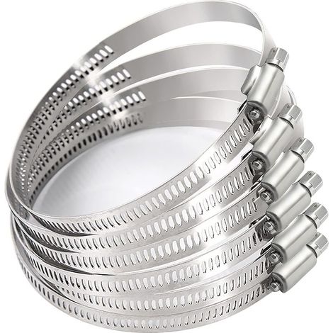 Collier de serrage réglable cerceau de tuyau en acier inoxydable 6 pièces engrenage à vis sans fin réglable 91mm-114mm (1/4)
