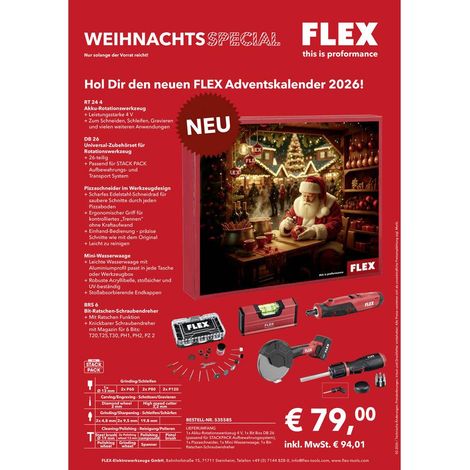 Calendario dell'Avvento Flex 2026 con utensile rotante a batteria incluso (1/2)