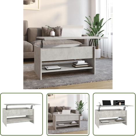 The Living Store Table basse Gris béton 80x50x40 cm Bois d'ingénierie - Table Basse - Meuble Salon - Table D'appoint - Design Moderne - Bois D'ingénierie (1/5)