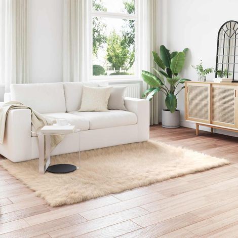 vidaXL  Faux Sheepskin Rug  TAFALLA Beige 140 x 200 cm Polyester