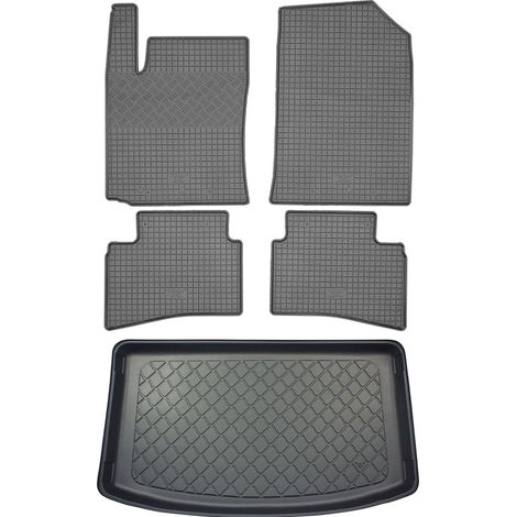 Kia Rio IV YB Hatchback (5 porte) dal 02.2017 SET - tappetini in gomma per auto + tappetino per il bagagliaio