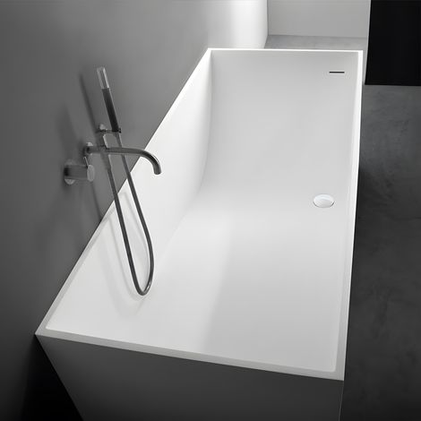 SQUARE 180 - Baignoire ilot en Solid Surface 180 x 76 x 58(h) cm