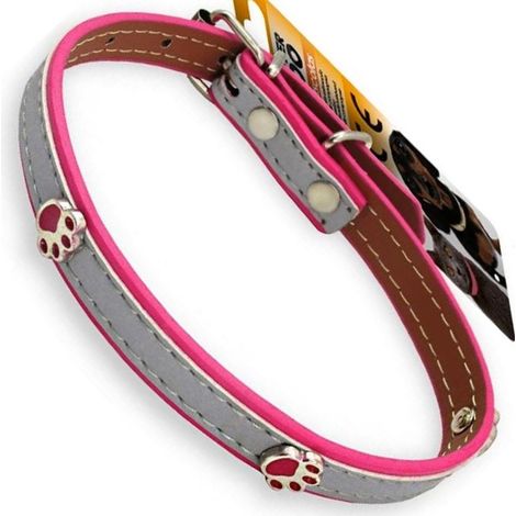 TrAdE Shop Traesio - Collare Per Cani Cuccioli Gatti Animali In Cuoio 40 Cm Strass Zampetta Unisex - (1/2)
