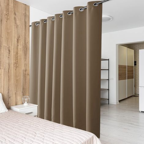 Rideaux Séparation Paravent - Rideau Occultant à Oeillets Partition Séparateur de Pièce pour Diviser l'espace pour Bureau Maison Chambre, L 254 x H 240 cm, Taupe, 1 PC (1/5)