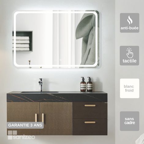 Miroir de salle de bain carré avec lumière frontale  Modèle GRECIA 100x80 [ LEDIMEX® ] (1/9)