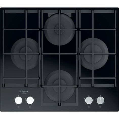 Hotpoint Ariston Piano cottura a gas HAGS 61F/BK. Colore del prodotto: Nero, Posizionamento dell'apparecchio: Da incasso, Dimensione della larghezza del piano cottura: 59.5 cm. Tipo di... - HAGS61F/BK (1/10)