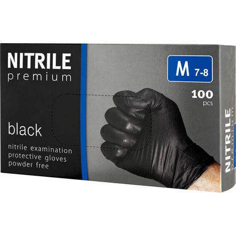 PREMIUM puderfreie Nitrilhandschuhe [M] 100 Stück schwarz