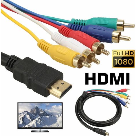 Câble audio vidéo HDMI vers 5 RCA – Connecteurs plaqués or – Résolutions jusqu'à 1080p – Blindage renforcé contre interférences (1/5)