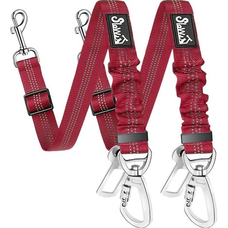 2er Set Hundesicherheitsgurt mit Ruckdämpfung, verstellbar, für Auto & Reisen (1/5)