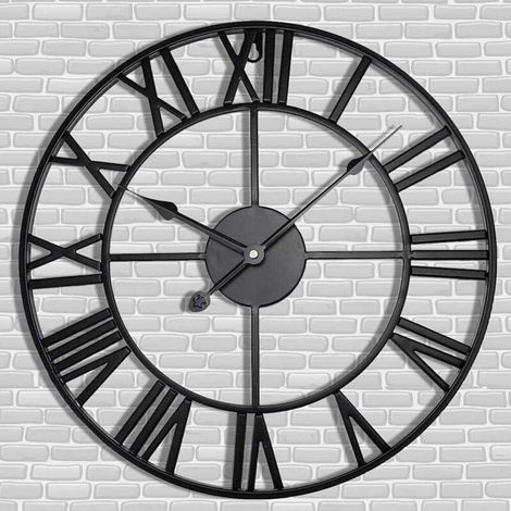 Vintage-Wanduhr, 60 cm, 3D-Metall-Wanduhr, Wanduhr im Industriestil, moderne Uhr für die Wohnzimmerdekoration, Schwarz