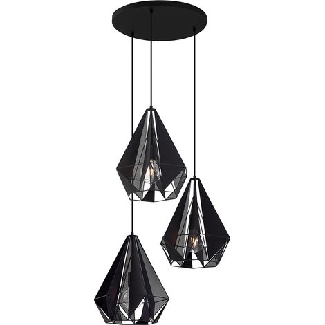 Industrial Pendant Light Black with Mesh 3-Light - Carcass (1/4)