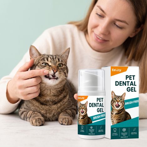 Zahngel für Haustiere, geeignet für Katzen und Hunde, verbessert den Atem, reduziert Zahnbelag, reinigt und schützt die Zähne mit einer sanften Formel – 50 ml -- DE (1/5)