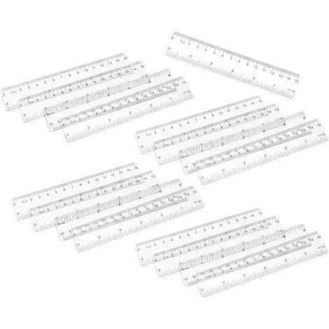 Lot de 25 règles droites transparentes 15 cm à bords lisses (1/5)