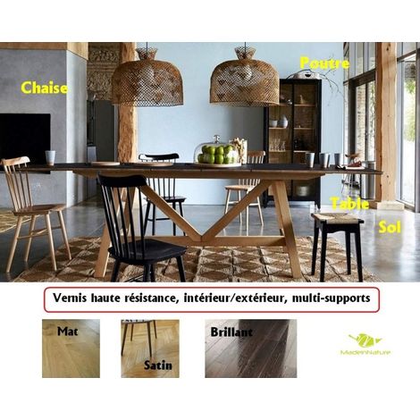 Vernis haute résistance, acrylique polyuréthane, monocomposant, intérieur/extérieur, multi-surfaces, satin, mat, ou brillant - 0.75 litre - Mat. (1/5)