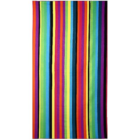 Serviette de plage rayée arc-en-ciel, grande taille, sèche-linge rapide, idéale piscine, tissu absorbant, séchage rapide, accessoire été, format XL, unisexe, pratique et légère. (1/5)