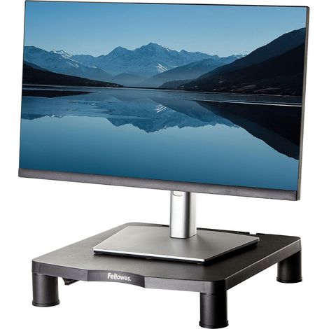 Support d’écran Everyday – Noir – Réglable en Hauteur (3 Niveaux) – Ergonomique, avec Gestion des câbles – pour PC, iMac, Ordinateur Portable – Charge Max 27 kg (1/5)