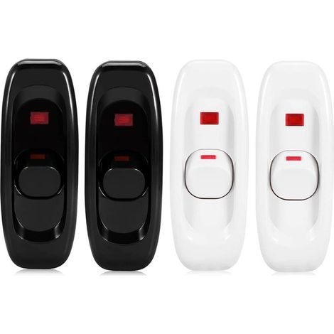 Intermediate Switch Inline Switch Push Button 4pcs Cord Switch Cord Switch Desk Lamp Rocker Switch Cord Desk Lamp Outdoor Use Black and White (1/5)