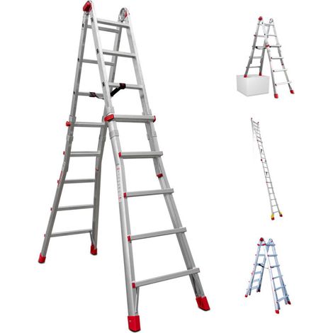 Échelle multiposition en aluminium 12+12 marches Échelle convertible Échelle de 5,88 m Charge maximale 150 kg (1/5)