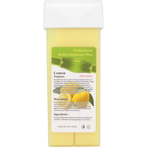 Cire dépilatoire professionnelle en rouleau de 100 g pour une épilation à domicile sur les grandes zones du corps. Citron. (1/5)