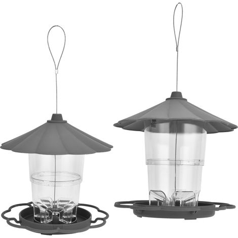 Transparenter, hängender Vogelfutterspender in Pavillonform mit Dach für Garten und Hof (1/5)