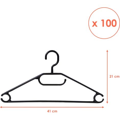 Cintres en plastique avec barre pour pantalons - noirs / lot de 100 - cintres pour vestes, chemises, blouses avec porte-cravates et porte-ceintures (1/5)