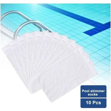 Filtre de Stockage pour Piscine avec Chaussette en Nylon, Panier à , 10Pièces Écumoire Blanc (1/5)