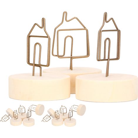 Lot de 10 Porte-Cartes Rétro Forme Maison, Support Photo Carte de Visite Mignon pour Bureau Maison Déco Bureau, Présentoir de Table (1/5)