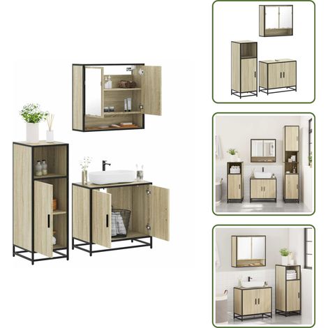 3-tlg. Badmöbel-Set Sonoma-Eiche Holzwerkstoff - Badmöbel Set - Badmöbel Sets - Badmöbelset - Badmöbel (1/5)
