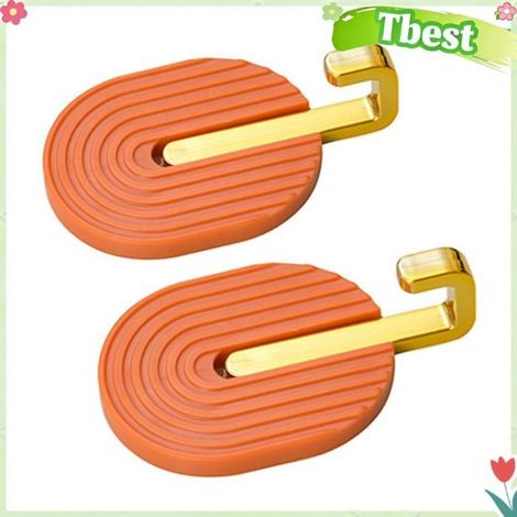 Tbest Crochets adhésifs Crochets muraux auto-adhésifs pour serviettes, 2 pièces, bâton pour salle de meuble dressing Vert Orange (1/5)