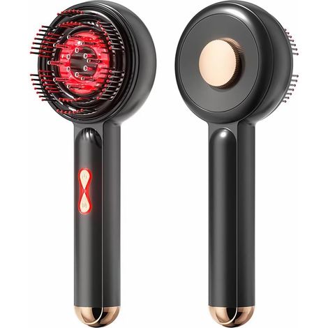 Schwarzes elektrisches Kopfhautmassagegerät, Modell H-GO1, ausgestattet mit einer Rotlichttherapiefunktion, wiederaufladbar, tragbar, mit mehreren einstellbaren Geschwindigkeiten und unter Verwendung (1/5)