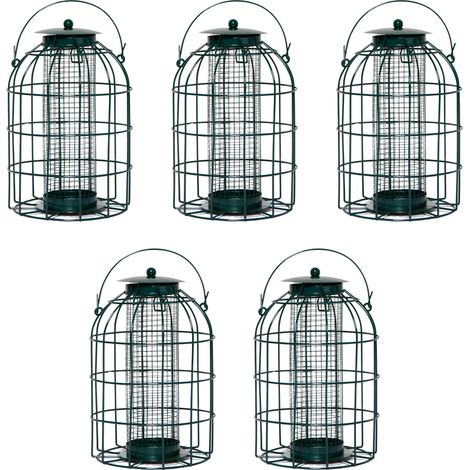 Pack of 5 Wild Bird Hanging Nut Feeder with Squirrel Guard (1/5)
