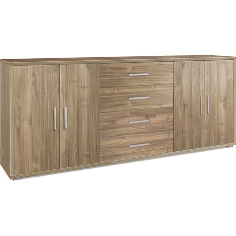 Mobile Basso 4 Ante 4 Cassetti 203x84x41 cm Noce Stelvio (1/3)